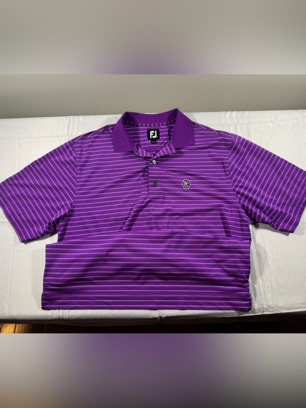FootJoy Polo Shirt Mens Extra Large Purple Stripe Ridgewood Golf Performance